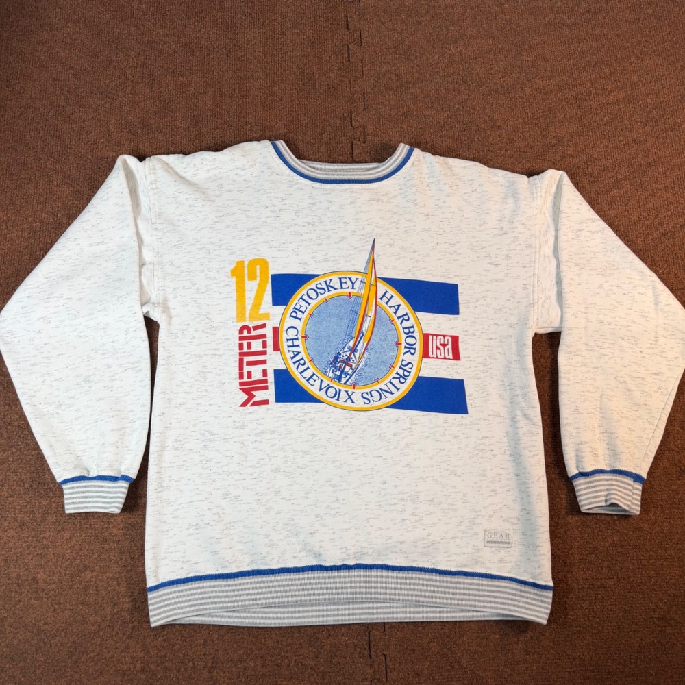Gear For Sports Sailing Crewneck Sweatshirt Mens Large Petoskey Michigan White L